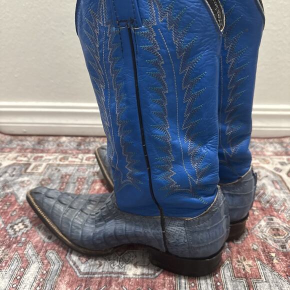 NO MAME MEN QUALITY GATOR PRINT & LEATHER WESTERN BOOT-blue-sz 9D - Picture 5 of 10
